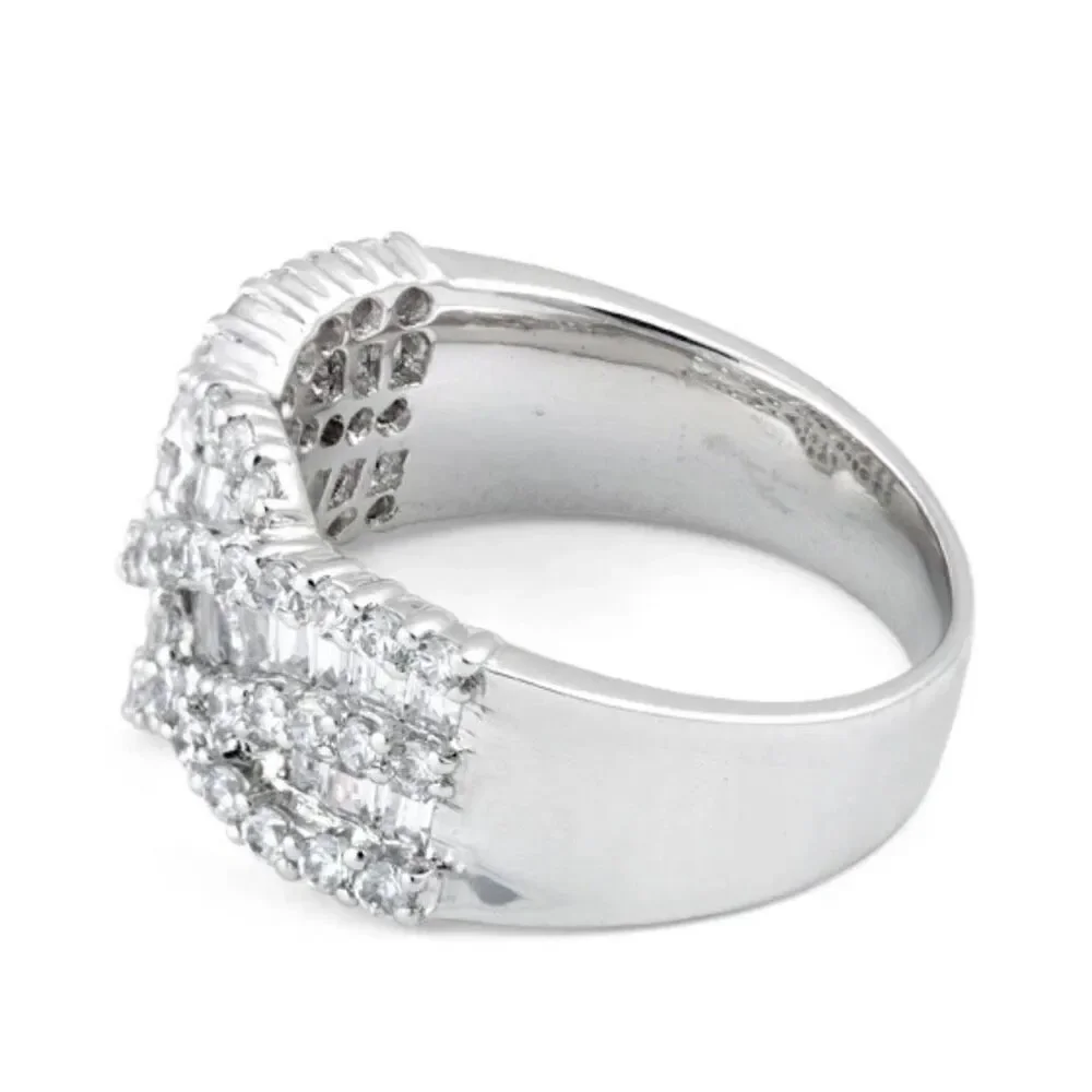 Sterling Silver Elegant Wave Pattern Clear CZ Ring New